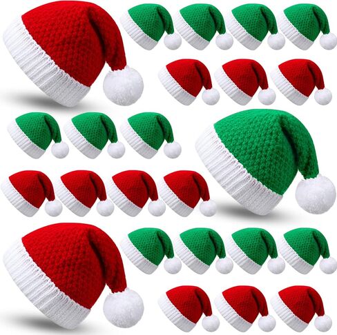 Suhine 24 Pcs Santa's Knit Hat Christmas Beanie Hat Winter Warm Cable Knit Cap for Adult Teens Xmas Holiday Part Gift(Red, White, Green) in Saudi Arabia