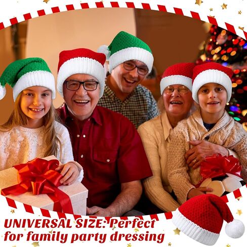 Suhine 24 Pcs Santa's Knit Hat Christmas Beanie Hat Winter Warm Cable Knit Cap for Adult Teens Xmas Holiday Part Gift(Red, White, Green) in Saudi Arabia