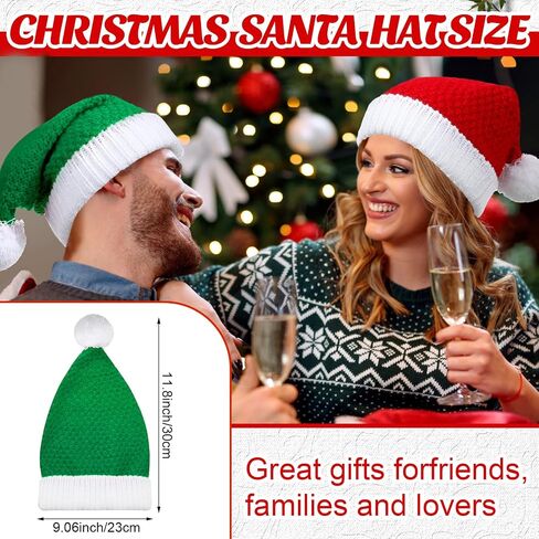 Suhine 24 Pcs Santa's Knit Hat Christmas Beanie Hat Winter Warm Cable Knit Cap for Adult Teens Xmas Holiday Part Gift(Red, White, Green) in Saudi Arabia