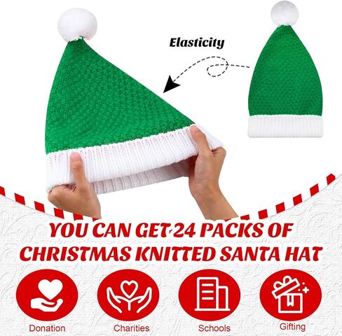 Suhine 24 Pcs Santa's Knit Hat Christmas Beanie Hat Winter Warm Cable Knit Cap for Adult Teens Xmas Holiday Part Gift(Red, White, Green) in Saudi Arabia