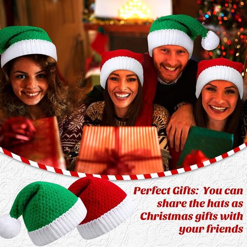 Suhine 24 Pcs Santa's Knit Hat Christmas Beanie Hat Winter Warm Cable Knit Cap for Adult Teens Xmas Holiday Part Gift(Red, White, Green) in Saudi Arabia