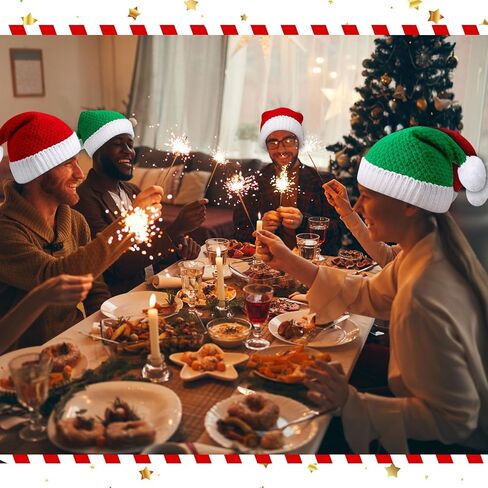 Suhine 24 Pcs Santa's Knit Hat Christmas Beanie Hat Winter Warm Cable Knit Cap for Adult Teens Xmas Holiday Part Gift(Red, White, Green) in Saudi Arabia