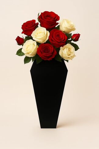 Black Coffin-Shaped Flower Vase – 3D Printed, Modern Gothic Decor for Funeral, Halloween, Home or Office – Unique Minimalist Design, 9 x 4 inches, Holds Fresh or Dried Flowers in Saudi Arabia