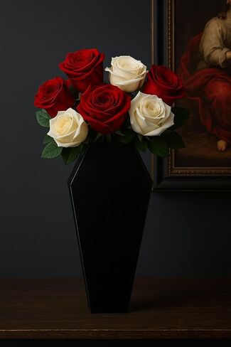 Black Coffin-Shaped Flower Vase – 3D Printed, Modern Gothic Decor for Funeral, Halloween, Home or Office – Unique Minimalist Design, 9 x 4 inches, Holds Fresh or Dried Flowers in Saudi Arabia