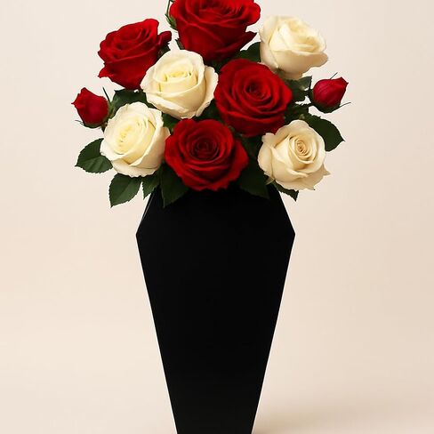 Black Coffin-Shaped Flower Vase – 3D Printed, Modern Gothic Decor for Funeral, Halloween, Home or Office – Unique Minimalist Design, 9 x 4 inches, Holds Fresh or Dried Flowers in Saudi Arabia