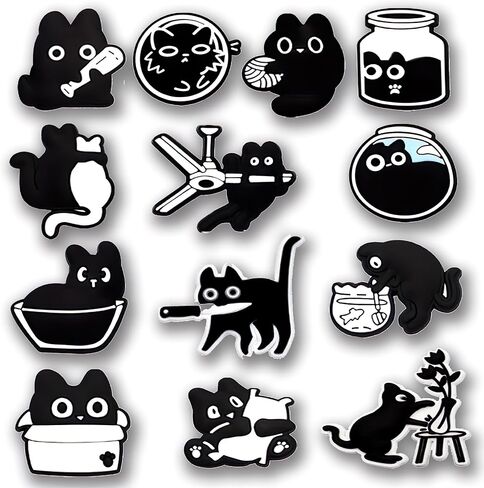 13PCS Black Cat Shoe Charms, Funny Cute Animal Shoe Decorations & Adults, Unisex Party Accessories, Birthday, Halloween & Xmas Gifts in Saudi Arabia