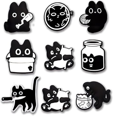 13PCS Black Cat Shoe Charms, Funny Cute Animal Shoe Decorations & Adults, Unisex Party Accessories, Birthday, Halloween & Xmas Gifts in Saudi Arabia