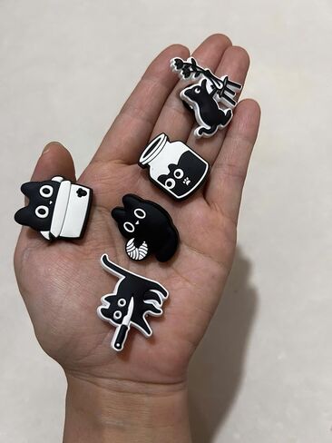 13PCS Black Cat Shoe Charms, Funny Cute Animal Shoe Decorations & Adults, Unisex Party Accessories, Birthday, Halloween & Xmas Gifts in Saudi Arabia