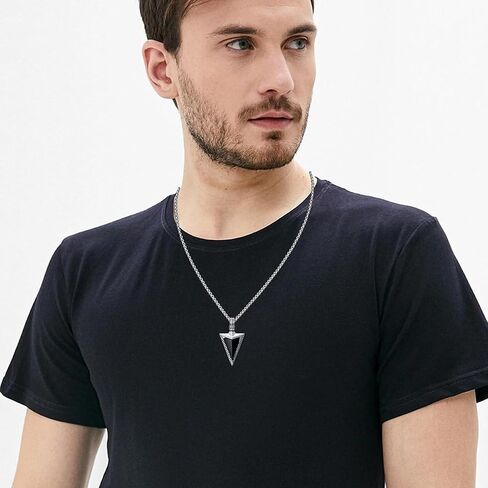 Arrowhead Necklace for Men 925 Sterling Silver Cool Black Obsidian Celtic Arrow Head Pendant Necklaces Jewelry, w/Stainless Steel Chain 22'' +2'' in Saudi Arabia