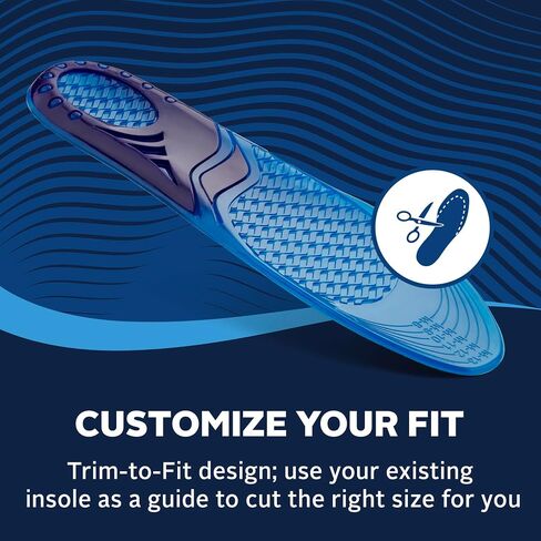 Airplus Massage Gel Insoles, Premium Gel Cushioning with Heel and Ball-of-Foot, Arch Support Insoles, Thin Profile, Trim-to-Fit, Full Length Comfort for Casual, Athletic, and Dress Shoes, Men's 8-14 in Saudi Arabia