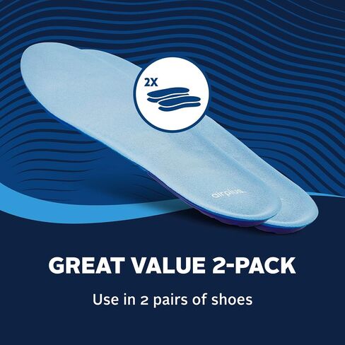 Airplus Massage Gel Insoles, Premium Gel Cushioning with Heel and Ball-of-Foot, Arch Support Insoles, Thin Profile, Trim-to-Fit, Full Length Comfort for Casual, Athletic, and Dress Shoes, Men's 8-14 in Saudi Arabia