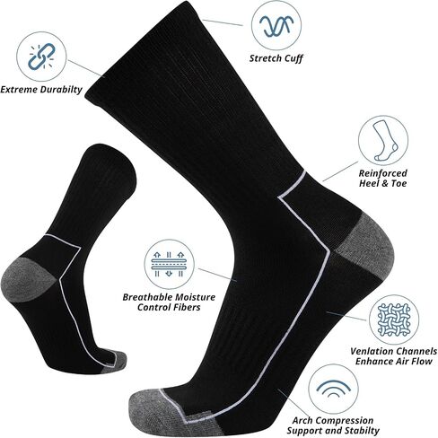 COOVAN Mens Cotton Crew Socks 5 Pack Athletic Breathable Sport Work Running Socks 5 Pairs in Saudi Arabia