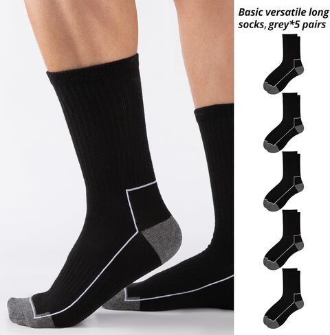 COOVAN Mens Cotton Crew Socks 5 Pack Athletic Breathable Sport Work Running Socks 5 Pairs in Saudi Arabia