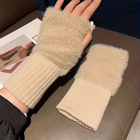 1Pair Women'S Cozy Fingerless Gloves - Soft, Warm, and Stylish Winter Gloves for Cold Weather or Casual Wear in Saudi Arabia