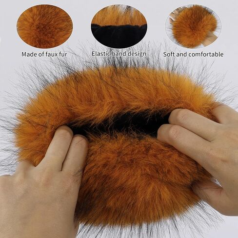HAOAN 3 Pairs Faux Fur Wrist Cuffs Winter Furry Arm Warmers for Halloween Daily Cosplay Party Costume Accessories in Saudi Arabia