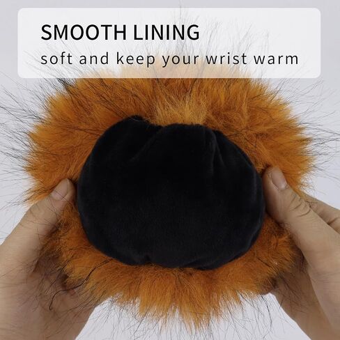 HAOAN 3 Pairs Faux Fur Wrist Cuffs Winter Furry Arm Warmers for Halloween Daily Cosplay Party Costume Accessories in Saudi Arabia