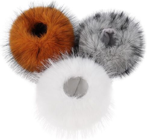 HAOAN 3 Pairs Faux Fur Wrist Cuffs Winter Furry Arm Warmers for Halloween Daily Cosplay Party Costume Accessories in Saudi Arabia