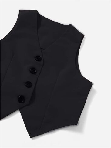 OYOANGLE Girl's Button Down V Neck Sleeveless Vest Blazer and Straight Leg Pants Set in Saudi Arabia