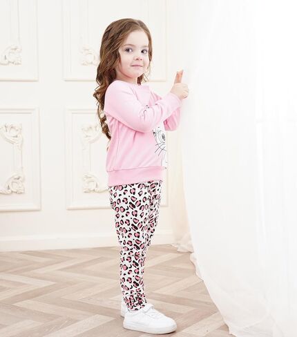 Toddler Valentines Day Outfit Girl Valentines Outfit Heart Graphic Sweatshirts Tops Tutu Leggings with Skirt 3t-9t in Saudi Arabia