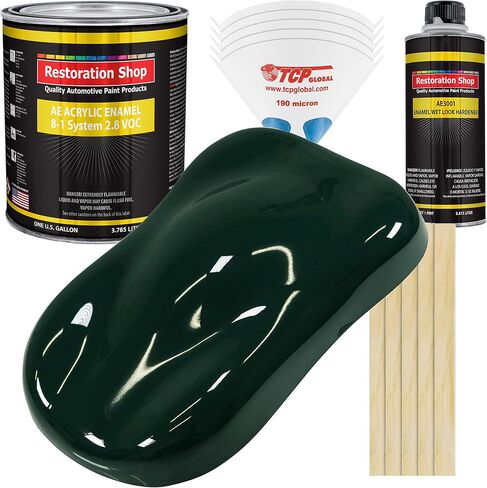 Restoration Shop - British Racing Green Acrylic Enamel Auto Paint - Complete Gallon Paint Kit - Professional Single Stage High Gloss Automotive, Car, Truck, Equipment Coating, 8:1 Mix Ratio, 2.8 VOC in Saudi Arabia