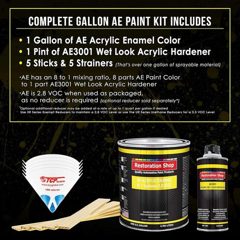 Restoration Shop - British Racing Green Acrylic Enamel Auto Paint - Complete Gallon Paint Kit - Professional Single Stage High Gloss Automotive, Car, Truck, Equipment Coating, 8:1 Mix Ratio, 2.8 VOC in Saudi Arabia