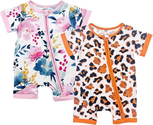 Bow Dream Baby Girl Romper 2 pack Bamboo Rayon Baby Clothes Short Sleeve Jumper Baby Girls’s One-Piece Rompers Summer in Kuwait