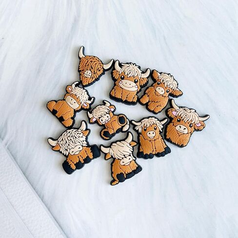 Joyhey 9 Pcs Highland Cattle Shoe Charms Highland Cow Charm Decoration for Clog in Kuwait
