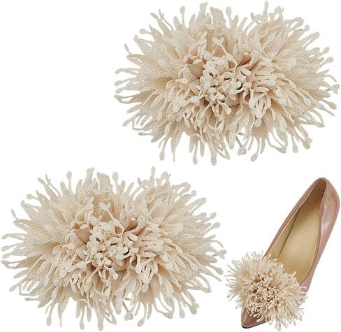 FINGERINSPIRE 2 Pcs 3D Fabric Flower Shoe Clips, 3x4 inch, Removable Floral Shoe Buckle Decor Charms for High Heels in Saudi Arabia