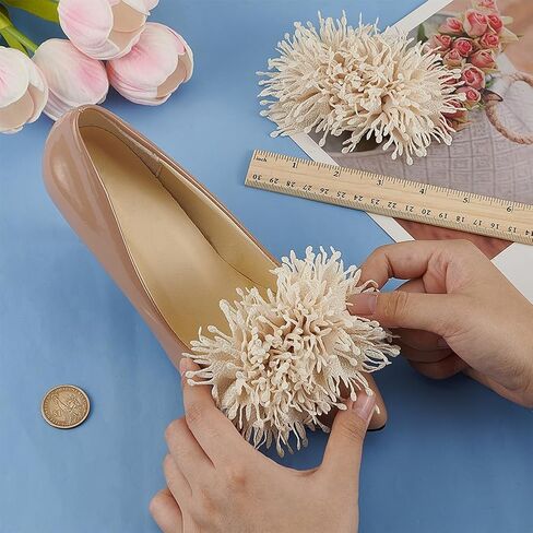 FINGERINSPIRE 2 Pcs 3D Fabric Flower Shoe Clips, 3x4 inch, Removable Floral Shoe Buckle Decor Charms for High Heels in Saudi Arabia