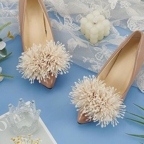 FINGERINSPIRE 2 Pcs 3D Fabric Flower Shoe Clips, 3x4 inch, Removable Floral Shoe Buckle Decor Charms for High Heels in Saudi Arabia