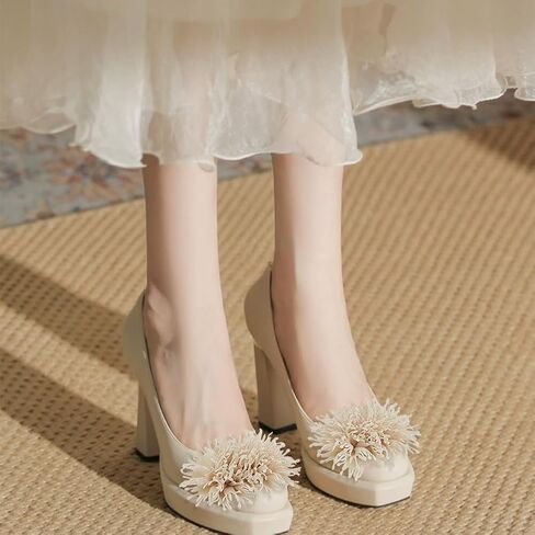 FINGERINSPIRE 2 Pcs 3D Fabric Flower Shoe Clips, 3x4 inch, Removable Floral Shoe Buckle Decor Charms for High Heels in Saudi Arabia