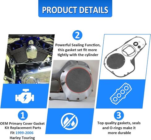 Wsays Primary Cover Gasket Kit Compatible with Harley Touring Electra Street Road Glide Road King 1999-2006 with Twin Cam Engine in Saudi Arabia