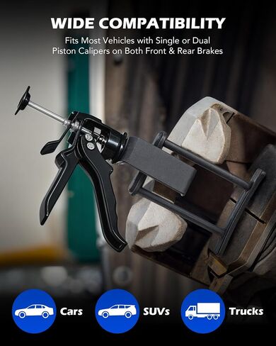 Orion Motor Tech ضاغط فرجار الفرامل المزدوج المكبس، أداة ضاغط مكبس الفرامل شديدة التحمل لاستبدال وسادة الفرامل، أداة فرجار الفرامل القرصية المتوافقة مع معظم السيارات والشاحنات، أسود in Kuwait