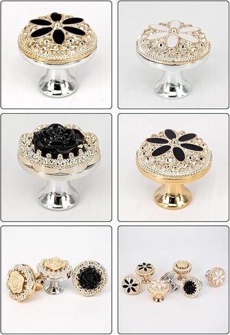 10 Pieces of Kitchen Cabinet Storage Handles Wardrobe Closet Drawer Furniture(Gold Black) in Saudi Arabia