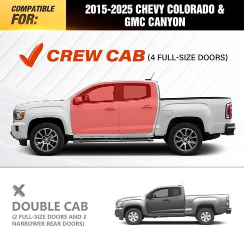 ثلاث خطوات مرتفعة للجري بخطوات جانبية متوافقة مع 2015-2025 Chevy Colorado & GMC Canyon Crew Cab (4 أبواب كاملة الحجم)، تصميم درجين بمسامير على القضبان الجانبية Step Nerf Bar in Kuwait