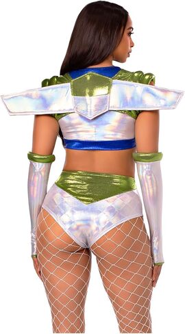 Leg Avenue Intergalactic Ranger Costume, Includes Holographic Crop Top, Wing Harness, Bottoms, and Fingerless Gloves in Saudi Arabia
