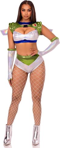 Leg Avenue Intergalactic Ranger Costume, Includes Holographic Crop Top, Wing Harness, Bottoms, and Fingerless Gloves in Saudi Arabia