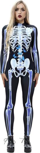Sister Amy Women's Skeleton Halloween Costume Catsuit Bodysuit Cosplay Jumpsuits in Saudi Arabia