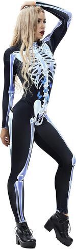 Sister Amy Women's Skeleton Halloween Costume Catsuit Bodysuit Cosplay Jumpsuits in Saudi Arabia