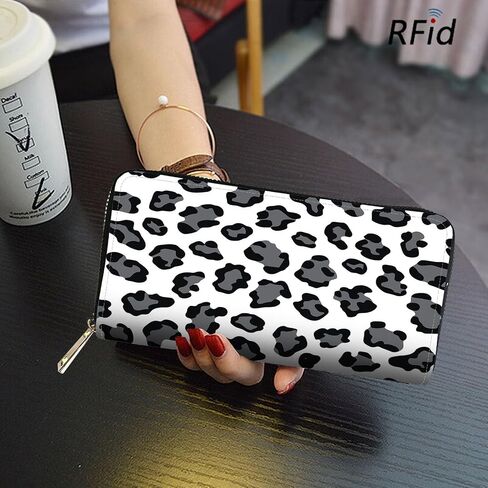 RFID Blocking Leather Wallet for Women – Large Capacity Zip Around Clutch with 8 Card Slots,32 Cash Pockets & Coin Zipper,Leopard Print in Saudi Arabia