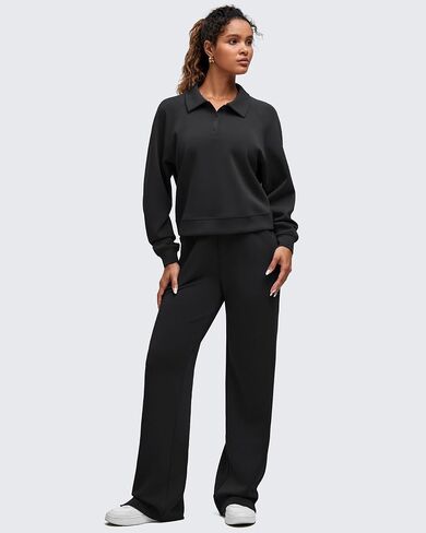 G4Free Smoofit Modal Soft Women's Polo Sweatshirts Pullover Long Sleeve Button Up Casual Tops in Saudi Arabia