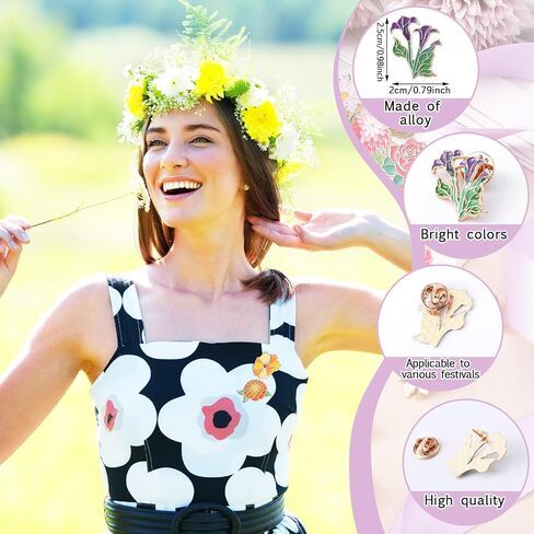 Hoteam 60 Pcs Flower Enamel Pins for Backpacks Floral Lapel Pins Bulk Cute Wildflower Sunflower Rose Lily Peony Hydrangeas Brooch for Hat Clothes Women Girl Hat Clothes Bags Accessories Gifts in Saudi Arabia