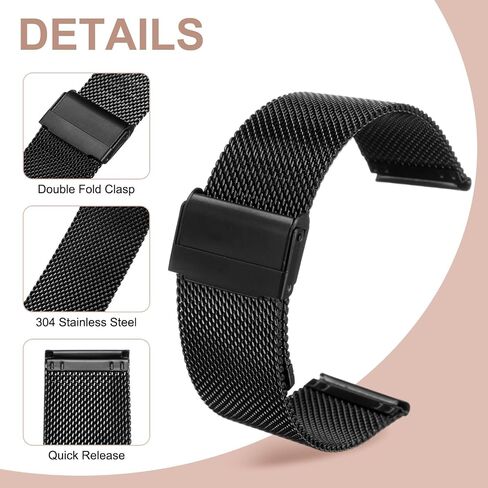HARFINGTON Stainless Steel Mesh Watch Band Quick Release Adjustable Metal Replacement Watch Strap for Men and Women in Kuwait