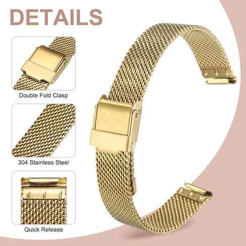 HARFINGTON Stainless Steel Mesh Watch Band Quick Release Adjustable Metal Replacement Watch Strap for Men and Women in Kuwait