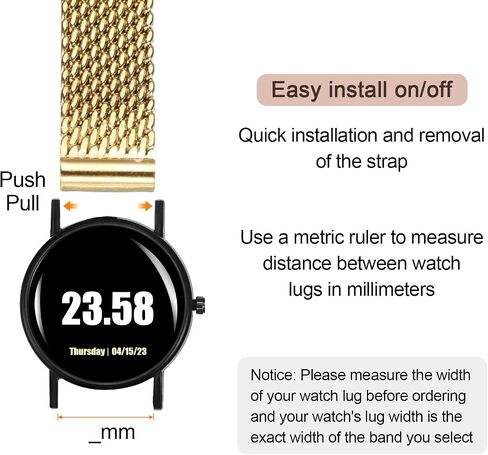 HARFINGTON Stainless Steel Mesh Watch Band Quick Release Adjustable Metal Replacement Watch Strap for Men and Women in Kuwait