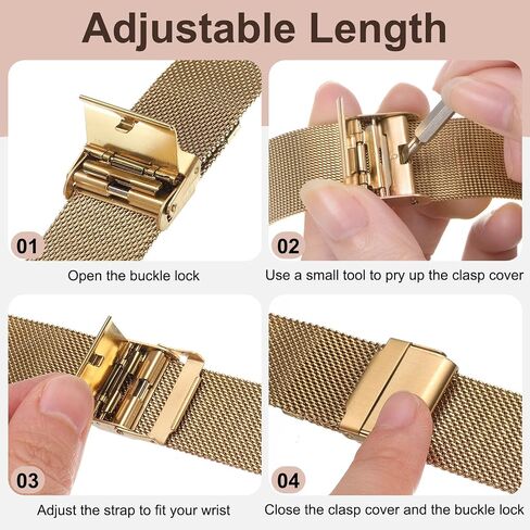 HARFINGTON Stainless Steel Mesh Watch Band Quick Release Adjustable Metal Replacement Watch Strap for Men and Women in Kuwait