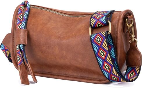 Crossbody Bag for Women Vegan Leather Wallet Purses Satchel Shoulder Bags Small Size (Brown) in Saudi Arabia