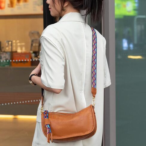 Crossbody Bag for Women Vegan Leather Wallet Purses Satchel Shoulder Bags Small Size (Brown) in Saudi Arabia