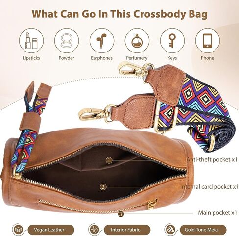 Crossbody Bag for Women Vegan Leather Wallet Purses Satchel Shoulder Bags Small Size (Brown) in Saudi Arabia