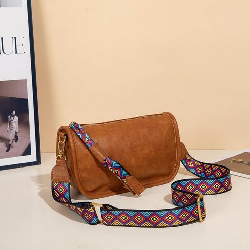 Crossbody Bag for Women Vegan Leather Wallet Purses Satchel Shoulder Bags Small Size (Brown) in Saudi Arabia